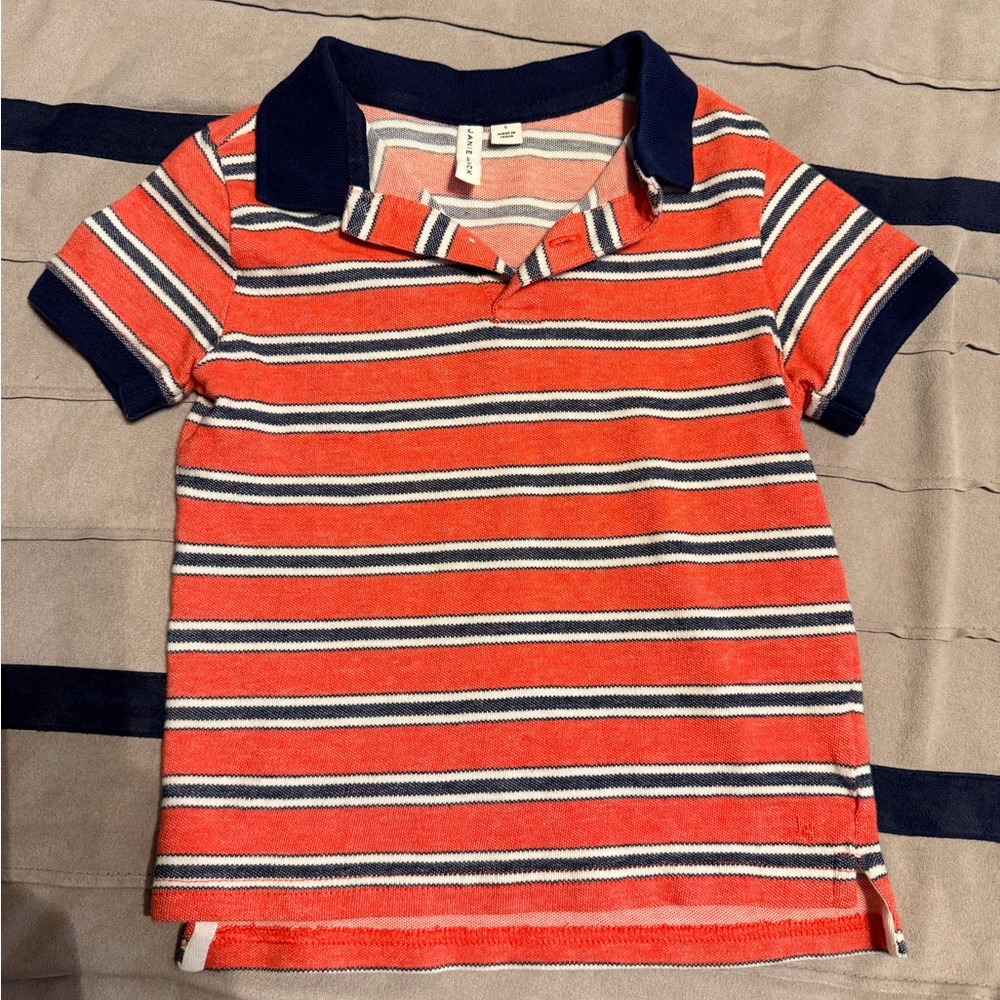 Janie and Jack Red and Blue Striped Polo